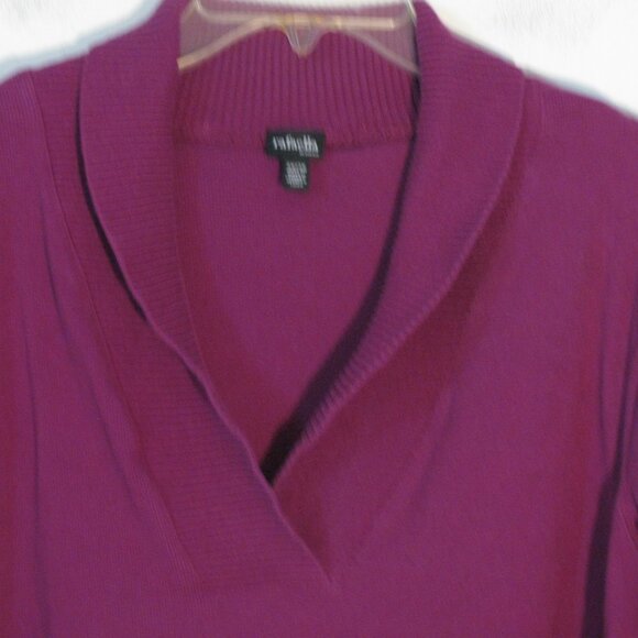 * Rafaella Purple Sweater 3X Plus Size Shawl Collar Cotton - Picture 2 of 3